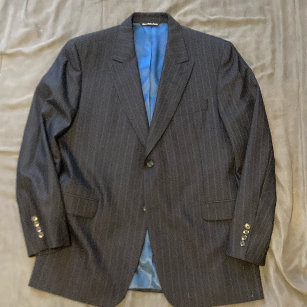 Jack Victor peak lapel navy striped blazer